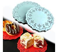 DXIA 100 Pièces Dentelle Bleu Napperons, Table de Bout Bleu, Arts de La Table, 3.5inch Tapis de Papier Décoration