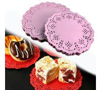 DXIA 100 Pièces Dentelle Rose Napperon, Table de Bout Rose, Décoratif Arts de La Table, 3.5inch Tapis Décoration