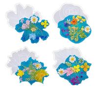 DXIA 4 Pcs Moule Resine Epoxy, Moule sous Verre Silicone, Moule à Dessous de Verre en Epoxy Coaster Moules Kit, pour Créer sous-Verres en Agate d'art, Décoration de Maison, Tapis de Bol, Décors, DIY