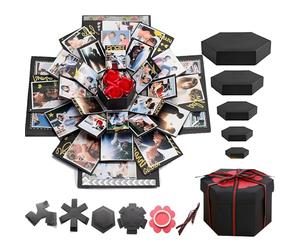 DXIA Boîte Surprise Coffret Creative DIY Surprise Explosion, Le Cadeau avec 6 Visages, 6 Couches, Scrapbooking Album Photo Anniversaire Mariage Saint Valentin