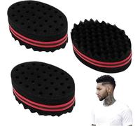 DXIA Paquet de 3 Éponge Brosse à Cheveux, Outil de Coiffure Magic Curl Double Side Deux en Un Twist, pour Cheveux Afro Braid Style Twist Curls