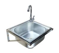 DXIAov Cuve Simple Mural Evier de Cuisine INOX, Station de Lavage des Mains Utilitaire avec Robinet Support en Acier Inoxydable pour Garage, Jardin, Buanderie, Extérieur