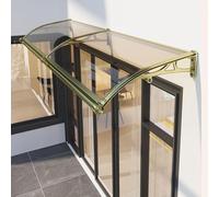 DXIAov Marquise de Porte Aluminium avec Grand Gouttière, Auvent de Porte D'entrée avec Barre À Linge, Contre La Pluie Et UV, pour Jardin Extérieur Terrasse, 60-150 cm