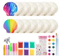 DXiongW 14 Pièces Kit Peinture sur Coquillage Enfant Naturelle Coquille Bricolage Artisanat Lumineux Coquillage à Peindre Activites Manuelles Créatif Cadeau Anniversaire pour Fille Garcon 5 6 7 8 9 10