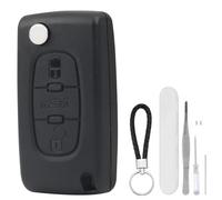 DXiongW 3 Boutons Coque Clé de Télécommande Voiture Compatible avec Peugeot 207 307 308 407 408 607 Citroen C2 C3 C4 C5 C6 C8 Xsara Boitier Clé à Pliable avec Support de Batterie et Fente CE0536 HU83