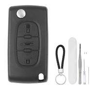 DXiongW 3 Boutons Coque de Clé de Télécommande de Voiture Compatible avec Peugeot 207 307 308 407 408 607 Citroen C2 C3 C4 C5 C6 C8 Xsara Boitier de Clé à Pliable avec Fente de Batterie CE0523 HU83