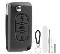 DXiongW Coque Clé de Voiture 3 Boutons CE0523 VA2 Compatible avec Peugeot Partner Expert Citroen Berlingo Dispatch Fiat Scudo Toyota ProAce Boîtier Clef à Télécommande Pliable avec Porte-clés