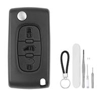 DXiongW Coque Clé de Voiture 3 Boutons CE0536 HU83 Compatible avec Peugeot Partner Expert Citroen Berlingo Dispatch Fiat Scudo Toyota ProAce Télécommande Boîtier Clef avec Support de Batterie et Fente