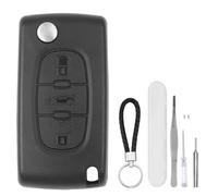 DXiongW Coque Clé de Voiture 3 Boutons CE0536 VA2 Compatible avec Peugeot 207 307 308 407 408 607 2BT et Citroen C3 C2 C4 C5 6 C8 Xsara Boîtier Clef à Télécommande Pliable avec Support de Batterie