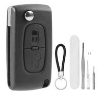DXiongW Coque de Clé Télécommande Voiture 2 Boutons CE0523 HU83 Compatible avec Peugeot 207 307 308 407 408 607 2BT et Citroen C3 C2 C4 C5 C6 C8 Xsara Boitier Clef à Pliable avec Fente de Batterie