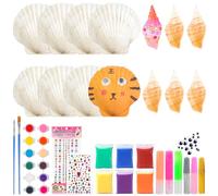 DXiongW Kit de Peinture sur Coquillage 14 Pièces DIY Lumineux Coquillage Bricolage Activites Manuelles pour Enfant 4 5 6 7-12 Ans Naturelle Coquille à Peindre Jouet Créatif Cadeau Anniversaire Fille