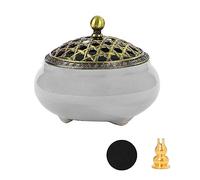 DXiongW Porte-encens en Céramique 9,5x5,5 cm Brûle Encens Charbon Brûleur d Encens Porte-encens Rond Encensoir Brûleur D'encens en Céramique pour Yoga Méditer Salon de Thé Bouche