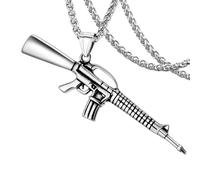 DXIUORF Punk Arrow/Gun shape/tennis collier, acier inoxydable/noir/pendentif plaqué or, chaîne 20 pouces, collier Hip Hop Cool Cool Cool woman cadeau