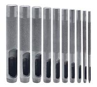 DXLing 10 Pièces Poinçon Creux en Acier Rond 1 mm à 10 mm Creux Poinçon en Cuir Outils de Perforation de Trou Creux de Cuir pour Bande de Montre Ceinture de Joint Chaussure Tissu Vêtements en Toile