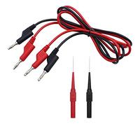DXLing 2 Pcs 4mm Sondes D'essai De Multimètre Isolation Piercing Aiguille Non Destructives Test De Perçage Sondes Embout en Acier Inoxydable avec Agrafe D'Éssai à Haute Tension de 2 Tête Prise Banane