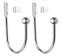 DXLing 2 Pièces Retenues de Draperie de Rideau Crochets Décoratifs pour Fenêtre Embrasses à Rideaux Crochets de Retenue de Rideau en Métal pour Crochets de Rideaux Lourds et Légers Crochet - Chrome