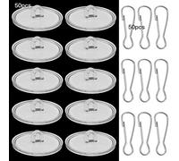 DXLing 50 PCS Clear Self-adhesive Hook Heavy Duty Wall Hooks without Drilling Plastic Ceiling Hooks Transparent Sticky Hooks Self-Adhesive Nail Free Hooks with Flag Pole Clip for Bedroom Living Room