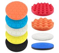 DXLing 9 Pièces Polissage de Pad 150mm Éponge de Polissage Tampons de Polissage de 150 mm Éponges en Mousse Nid d’Abeille & Ondulées Kit de Polissage Voiture pour Polisseuse Excentrique