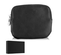 DXLing Porte-Monnaie à Fermeture éclair Noir Petit Portefeuille pour Homme avec 2 Emplacements pour Cartes Litchi en PU Portable Porte-Monnaie pour Femmes Mini Pochette de Monnaie Carte