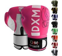 DXM SPORTS Gants de boxe pour homme et femme, gants d'entraînement de kickboxing, gants d'entraînement avec sac lourd, gants d'entraînement pour boxe, boxe thaïlandaise, MMA (rose et blanc, 283,5 g)