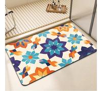 DXomhl Tapis de Bain Antidérapant en Caoutchouc, Super Absorbant Tapis de Douche, Fin, Lavable, Séchage Rapide pour Baignoire et Salle de Bain Daisy 80x150cm 7-432