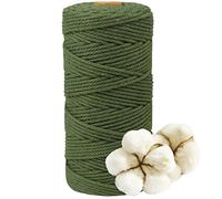 DXRPO Corde Macramé 3mm x 100m, Macrame Corde de 4-Ply Naturel Coton, pour Rideau Macramé, Bricolage Decoration Murale, Décoration de Chambre à Coucher et Decoration Mariage Boheme (Olive Verte)