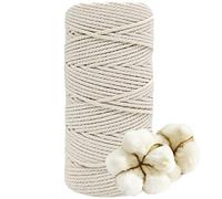 DXRPO Corde Macramé 3mm x 100m, Macrame Corde de 4-Ply Naturel Coton, pour Rideau Macramé, Bricolage Decoration Murale, Décoration de Chambre à Coucher et Decoration Mariage Boheme (Beige)