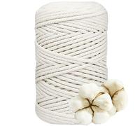 DXRPO Corde Macramé 5mm x 100m, Macrame Corde de 4-Ply Naturel Coton, pour Rideau Macramé, Bricolage Decoration Murale, Décoration de Chambre à Coucher et Decoration Mariage Boheme (Blanc)