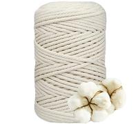 DXRPO Corde Macramé 5mm x 100m, Macrame Corde de 4-Ply Naturel Coton, pour Rideau Macramé, Bricolage Decoration Murale, Décoration de Chambre à Coucher et Decoration Mariage Boheme (Beige)