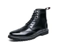 DXSYGMBN Bottines Brogue Homme Bottes Cuir Classique à Lacets Boots de Combat Style Wingtip pour Affaires Mariage Ville Casual Chic,Noir,39 EU