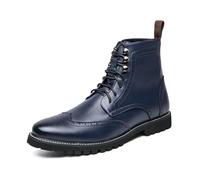 DXSYGMBN Bottines Brogue Homme Bottes Cuir Classique à Lacets Boots de Combat Style Wingtip pour Affaires Mariage Ville Casual Chic,Bleu,39 EU
