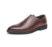 DXSYGMBN Brogue Wingtip Chaussures de Ville à Lacets Cuir Homme Derby Oxford Vintage Bout Pointu Business Mariage Chaussures,Marron,44 EU