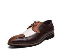 DXSYGMBN Chaussure Derbys Homme à Lacets Classique Oxford de Ville Cuir Détente Moderne Affaires Mariage Brock,Marron,38 EU