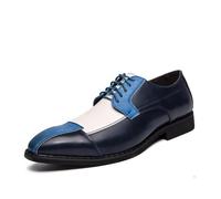 DXSYGMBN Chaussure Derbys Homme à Lacets Classique Oxford de Ville Cuir Détente Moderne Affaires Mariage Brock,Bleu,44 EU