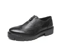 DXSYGMBN Chaussures Brogue Homme Cuir Oxford à Fermeture Éclair Derbies à Plateforme Richelieu Élégant Affaires Décontracté Ville Casual,Noir,40 EU