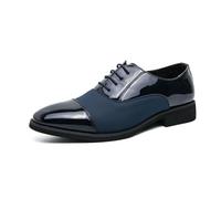 DXSYGMBN Chaussures De Smoking pour Hommes, Chaussures Oxford Classiques À Lacets,Bleu,44 EU