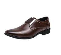 DXSYGMBN Chaussures De Smoking pour Hommes Slip-on Classique Mocassins en Cuir Chaussures De Mariée Formelles d'affaires,Marron,48 EU
