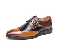 DXSYGMBN Chaussures de Ville Homme à Boucle Unique Cuir Brogue à Bout Golf Bicolore Derby Mariage Business Soirée Chic Classique,Jaune,39 EU