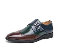 DXSYGMBN Chaussures de Ville Homme à Boucle Unique Cuir Brogue à Bout Golf Bicolore Derby Mariage Business Soirée Chic Classique,Marron,40 EU