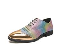 DXSYGMBN Chaussures de Ville Homme Paillettes Bout Doré Métallique Oxford Derby pour Mariage Soirée Bal Spectacle Chic Mode Formelle,Multi Colored,45 EU