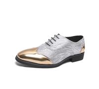DXSYGMBN Chaussures de Ville Homme Paillettes Bout Doré Métallique Oxford Derby pour Mariage Soirée Bal Spectacle Chic Mode Formelle,Gris,44 EU