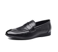 DXSYGMBN Chaussures Décontractées en Cuir pour Hommes, Mocassins Confortables À Enfiler,Noir,46 EU