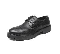 DXSYGMBN Chaussures Derby Homme Cuir Classique Richelieu Brogue Formel Affaires Mariage Semelle Épaisse Plateforme Confortable Basket Ville,Noir,41 EU