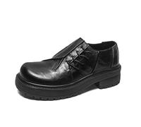 DXSYGMBN Chaussures Derby Homme Décontractées Vintage Cuir PU Richelieu Semelle Épaisse Confort Marche Travail Business,Noir,40 EU