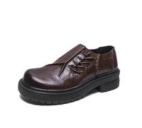 DXSYGMBN Chaussures Derby Homme Décontractées Vintage Cuir PU Richelieu Semelle Épaisse Confort Marche Travail Business,Marron,45 EU