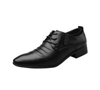 DXSYGMBN Chaussures Habillées Élégantes pour Hommes, Oxford Classiques Confortables, Chaussures Formelles Décontractées pour Le Travail,Noir,40 EU
