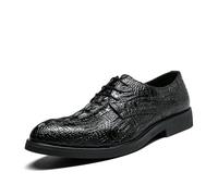 DXSYGMBN Chaussures Habillées pour Hommes Motif Crocodile Embossé Alligator Oxford Affaires Formelles Mariage Soirée Derby,Noir,40 EU