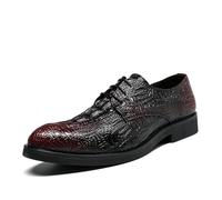 DXSYGMBN Chaussures Habillées pour Hommes Motif Crocodile Embossé Alligator Oxford Affaires Formelles Mariage Soirée Derby,Rouge,38 EU