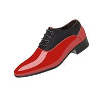 DXSYGMBN Chaussures Homme Derby Chaussure Vernis Habillées Classiques Formelles Affaires Mariage Oxford,Rouge,46 EU