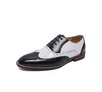 DXSYGMBN Chaussures Oxford à Bout ailé pour Hommes Chaussures habillées Brogues en Cuir Bicolore Chaussures à Lacets spectateur Formelles pour Mariage fête Club,Noir,44 EU